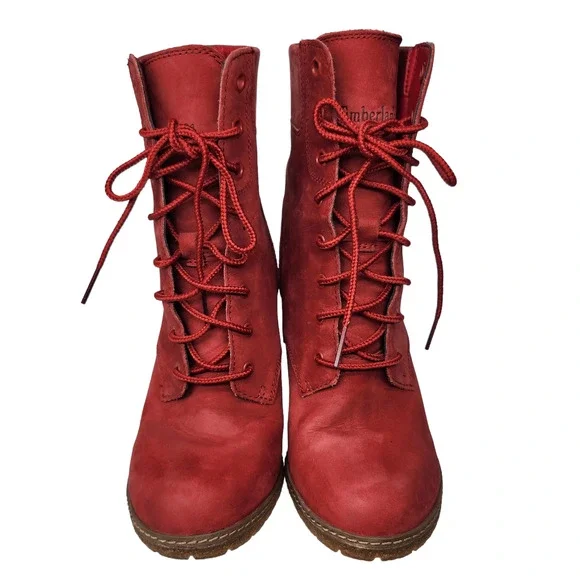Womens Boots Red Lace Up Combat Boots Timberland Boots